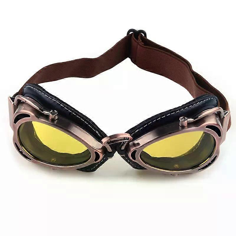 Unbrand Retro Motorcycle Cycling Goggles Pilot Aviator Unisex Helmet Glasses Racing Protecting Red C