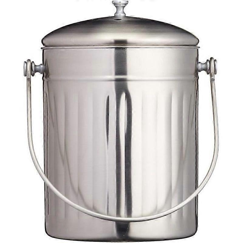 5 Liter Stainless Steel Compost Bucket for Kitchen Countertop - Compost Bucket Kitchen Compost Pail with Lid