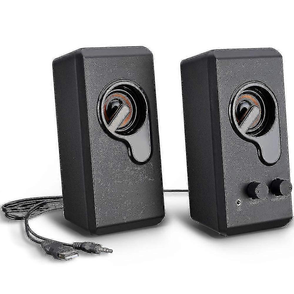 Computer Speakers, Pc Speaker Stereo Sound Usb Powered Multimedia Speaker With Colorful Led Light For Desktop Laptop Pc (two Pack)