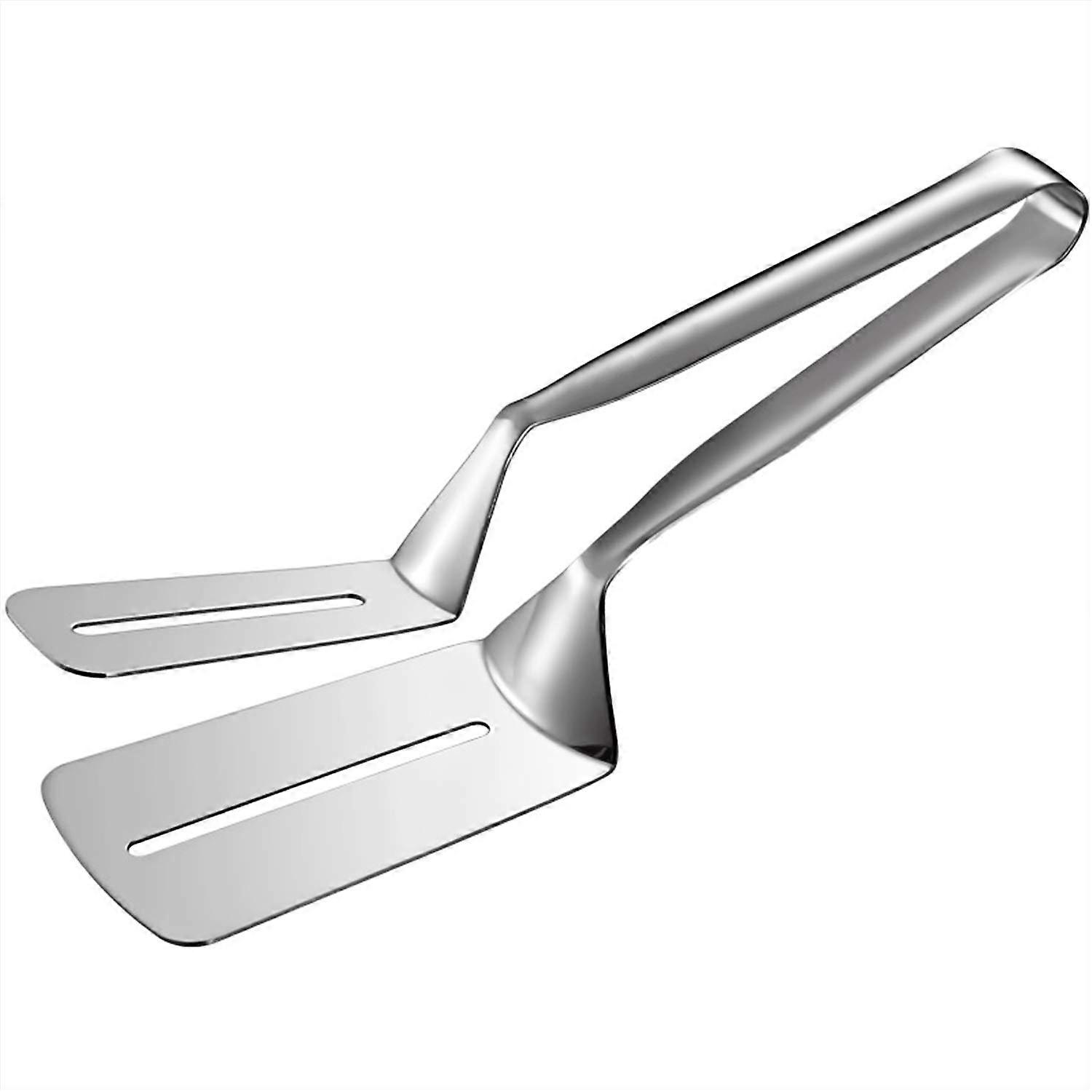 Steak Clamps, 10 Inch Stainless Steel 3-in-1 Cooking Tongs, Double Sided Spatula for BBQ, Meat, Fish, and Bread