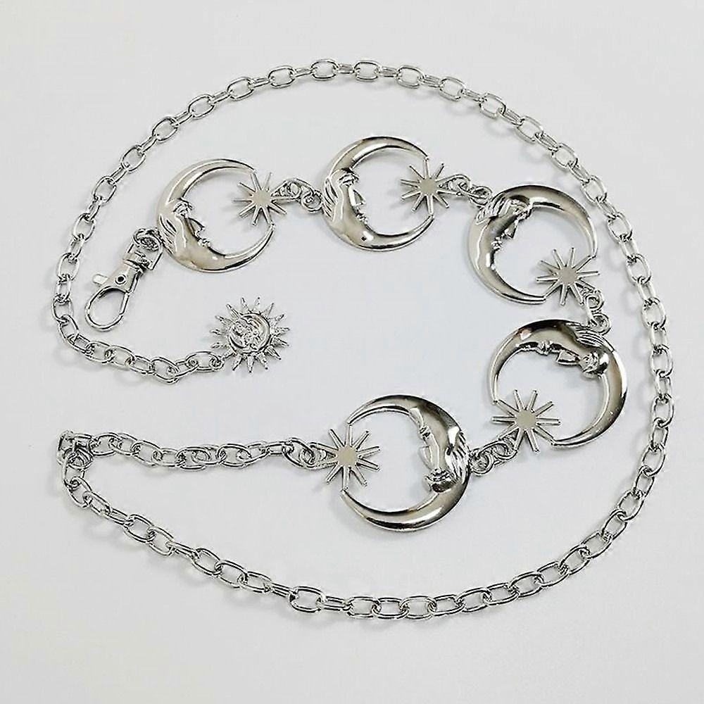 Metal Vintage Hip Hop Style Punk Waist Chain Moon Star Waistband Womans Belt Dress Cummerbands