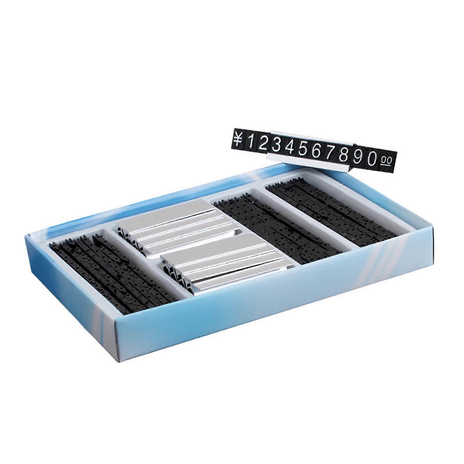 Metal Number Price Tag Signs 1Box Arabic Numerals Together Prices Cube Kit for Shopping Mall Mobile Storage Price Silver