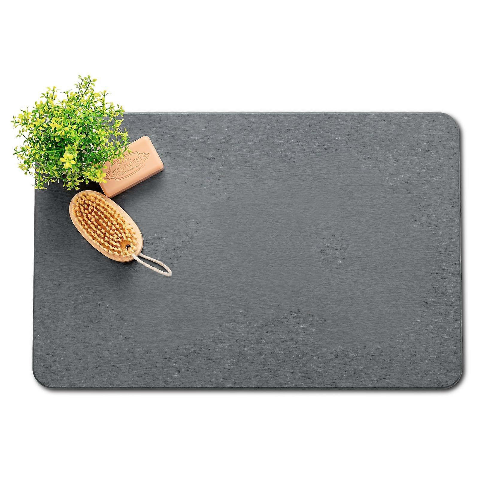 Stone Bath Map, Non -Slip Natural Diatoma Toprak Bath Matt, 23.5 'x 15.5' Bathroom Stone Matte, Easy to Clean, Dark Gray