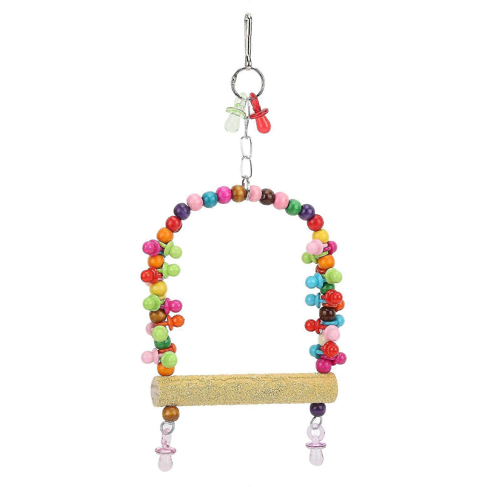 Wooden Bird Swing Toy for Small Parakeets, Cockatiel, Conures, Finches, Budgie, Macaws, and Parrots