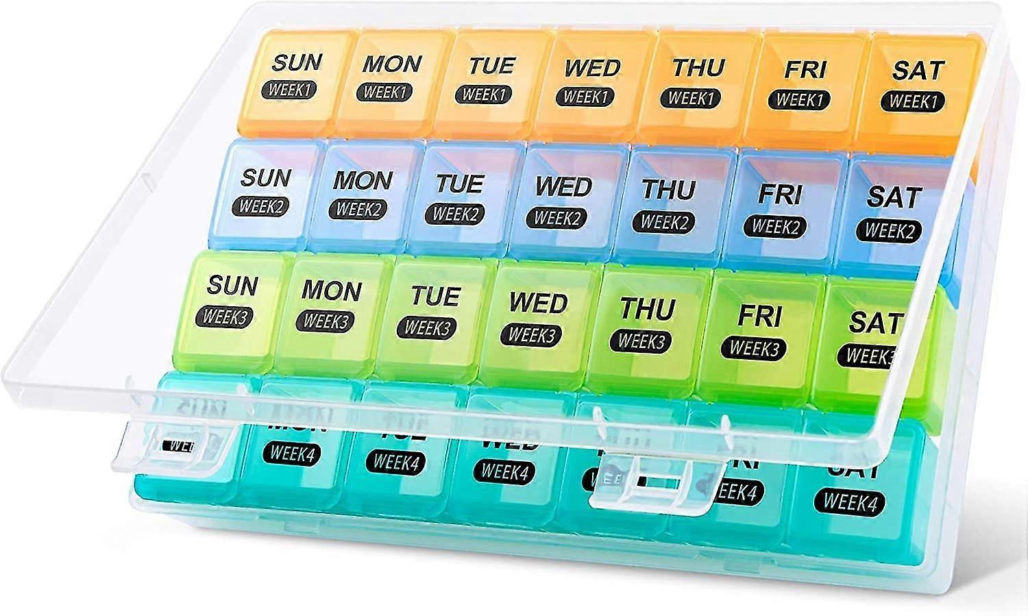 Monthly Pill Organizer 1 Time A Day With Dust-proof Case, Large 4 Weeks Pill Box