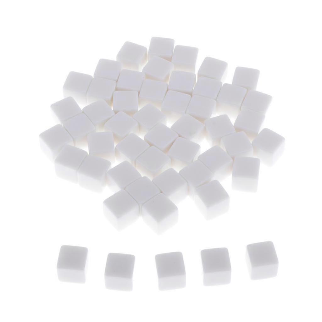 50pcs Blank White 14mm Square D6 Die Cubes for Board
