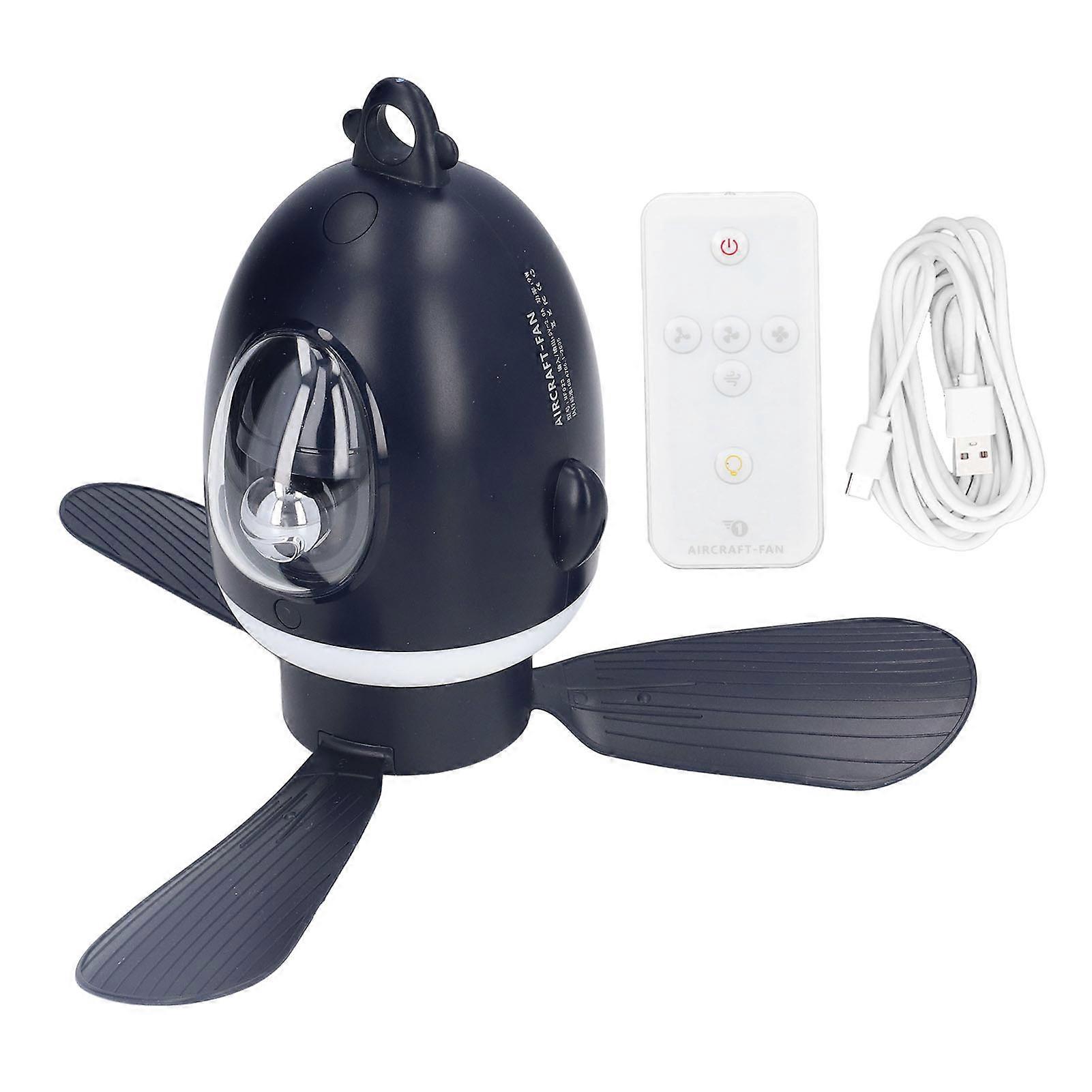 Ceiling Lamp Fan Remote Control USB Charging Low Noise Aircraft Shape Mini Night Light Fan for Bedroom Dormitory