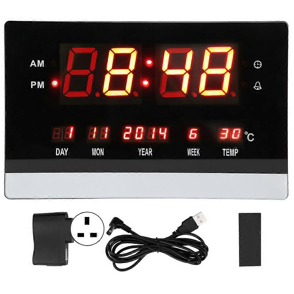 Number Perpetual Calendar Clock with Alarm and Temperature Display for Home Office 100-240V Hanging Design