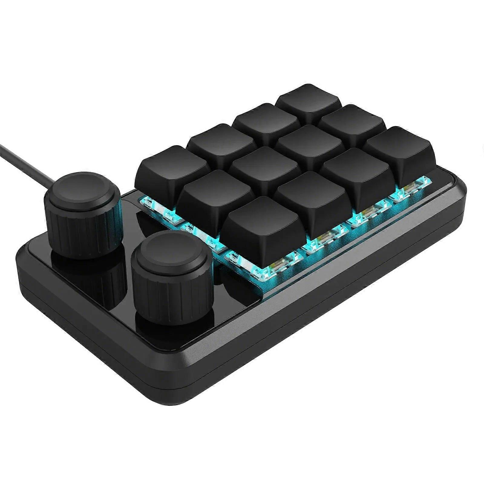 Customizable One Handed Macros Keyboards with 12 Key, RGBs Backlits, Hot Swappable Switches, and Type C Connectivitys  Black