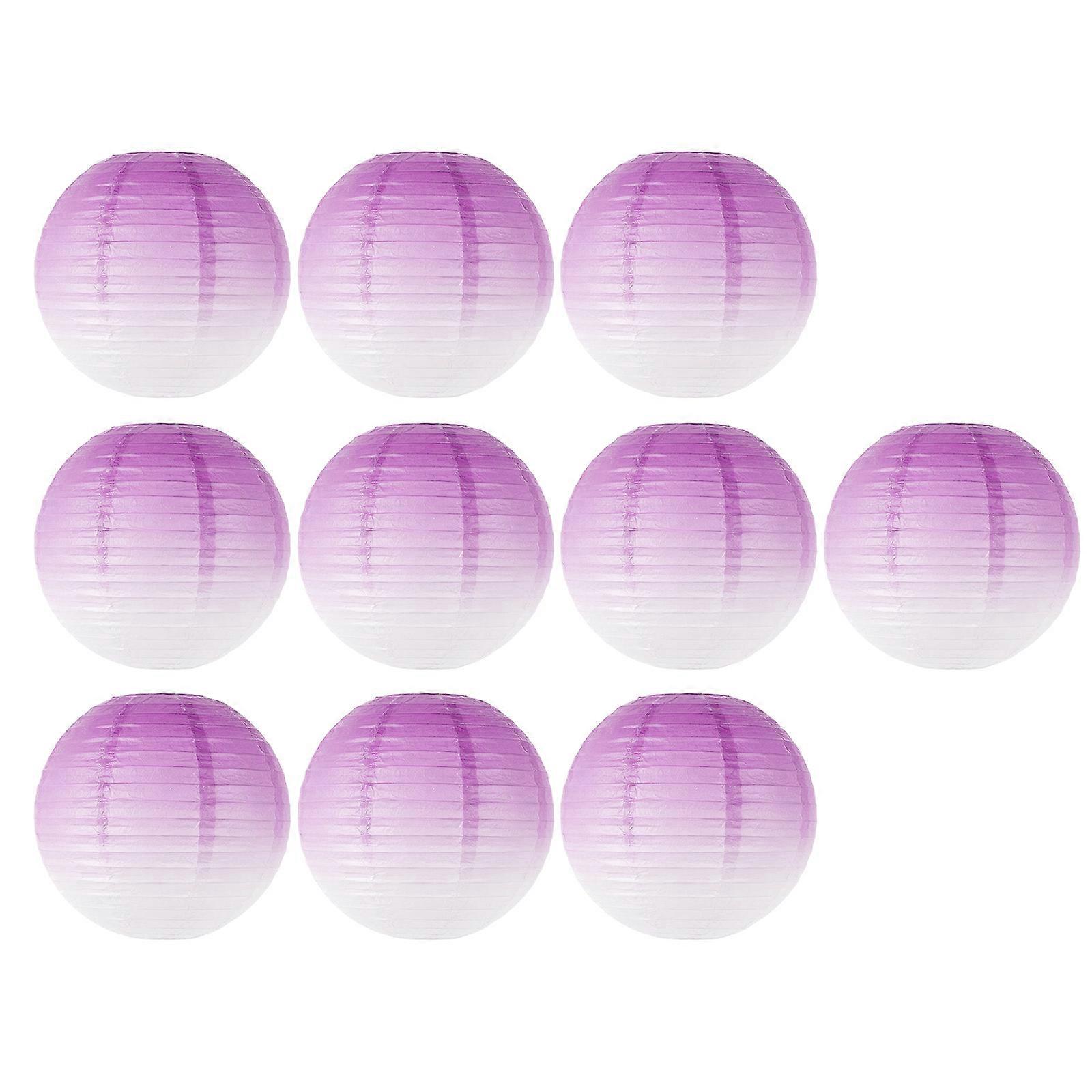 Set Of 10 Decorative Gradients Paper Lanterns for Celebration Weddings and Store Display Ornament Hanging Pendant gradient purple