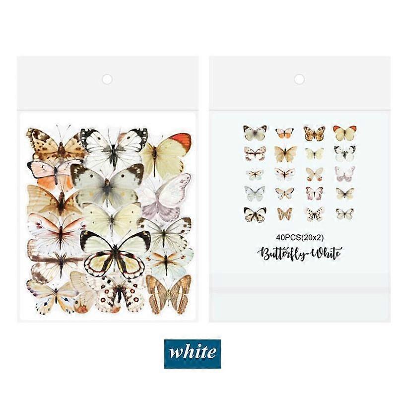 40 PCS Vintage Butterfly PET Transparent Stickers Set for Scrapbook Resin Molds DIY