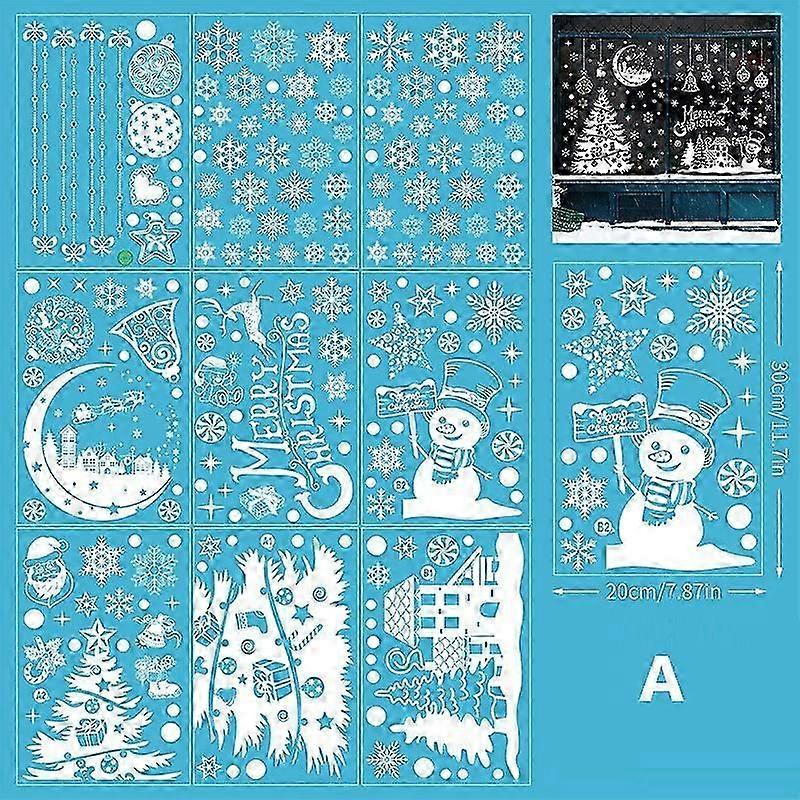 Christmas Window Sticker, Christmas Snowflakes Reindeer Reusable Christmas Decoration Window Decoration Stickers Glass Stickers Christmas Scene PVC St