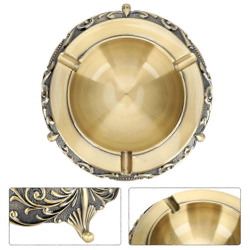 European Vintage Design Ashtray, Unbreakable Metallic Alloy Construction, Smooth Round Shaped for Practical and Decorative Use in Dining Table
