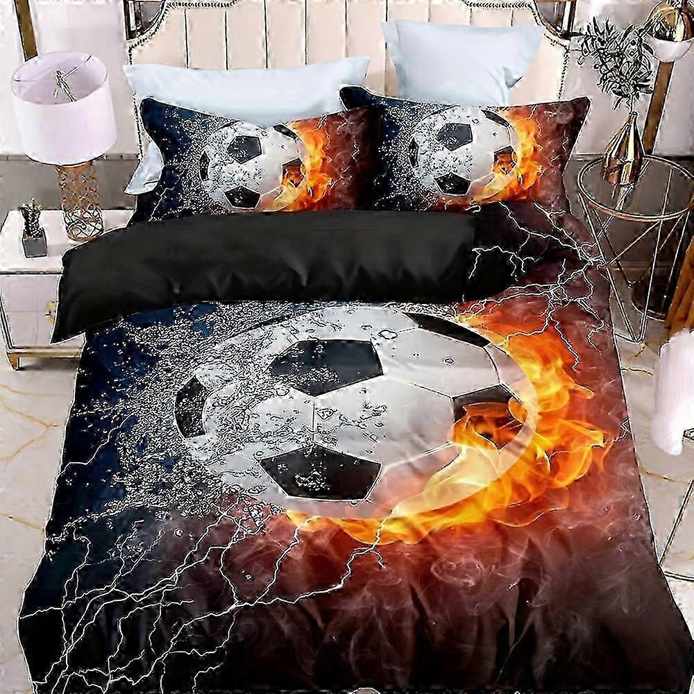 o2707 Conjunto de Capa de Edredom de Futebol para Lençóis - Roupa de Cama Macia para Quarto e Quarto de Hóspedes - Inclui Capa de Edredom e Travesseiro ams (1 Capa de Edredom e 2 Pílulas