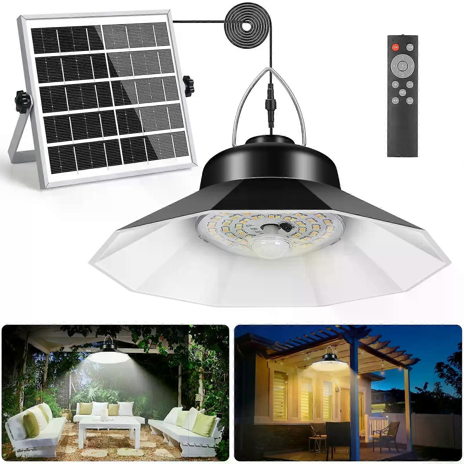 Solar Pendant Lights with Sensor Shed Lamp Indoor Remote Daytime Available compatible  Barn Garage Solar Powered Outdoor Light