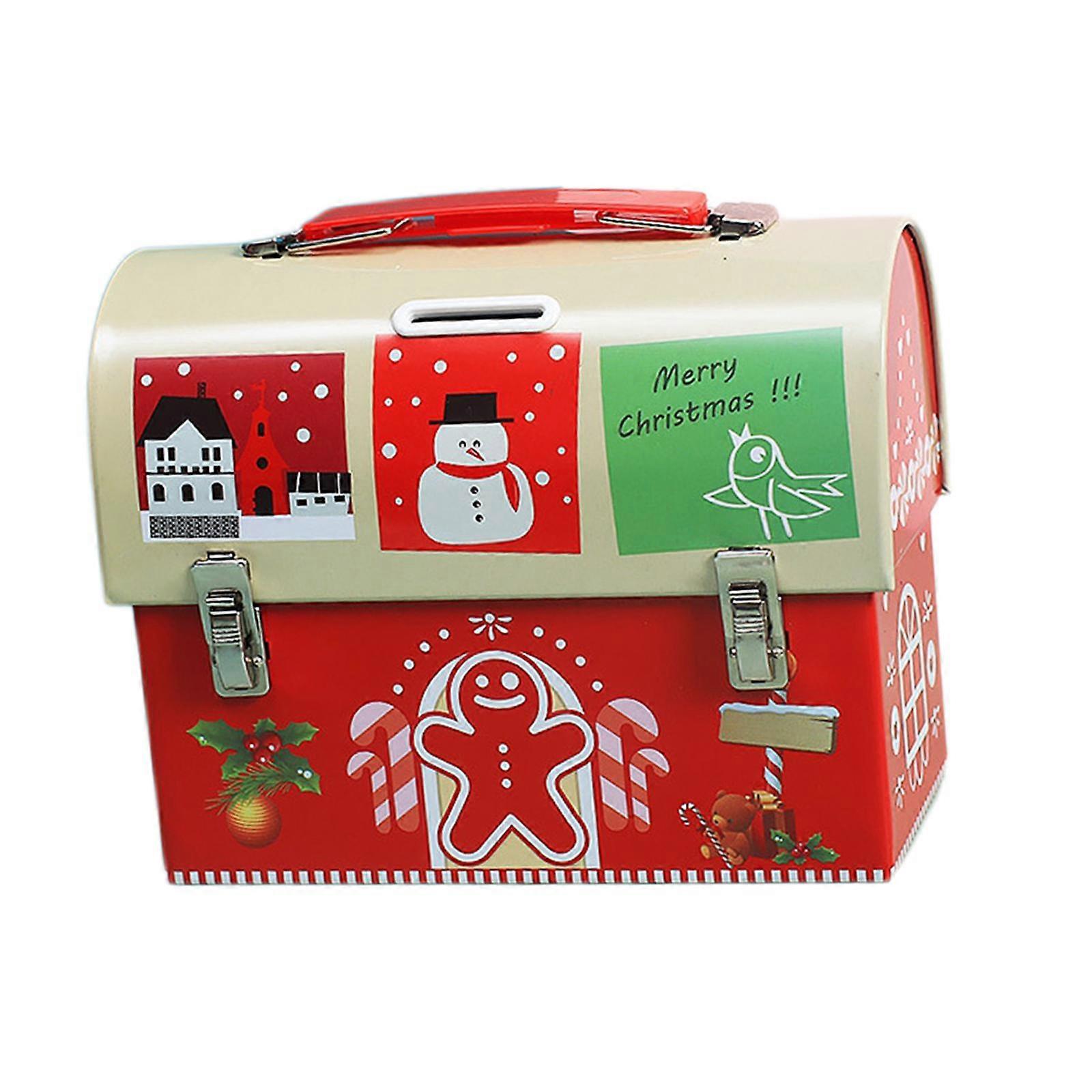 Christmas Tinplate Box Metal Cookie Case with Lids Case Empty Tins Jar Storage