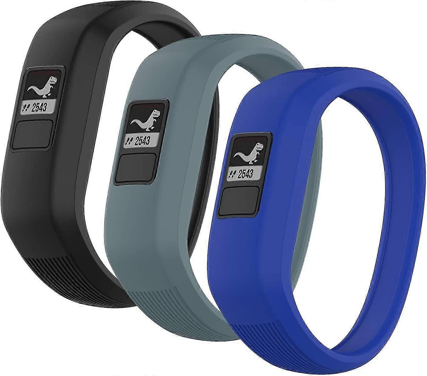 (3 Pack) Band Compatible For Garmin Vivofit Jr, Jr 2, 3 Bands, All-in-one Silicon Stretchy Replacement Wristbands For Kids Boys Girls (no Tracker)- Bl