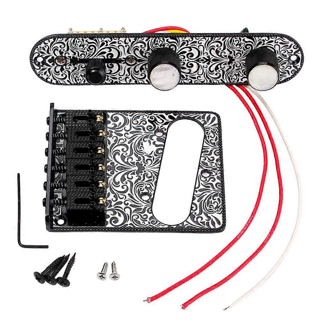 6 Saddle Bridge w/ 3 Way Switch Control Plate Set for TL Guitar