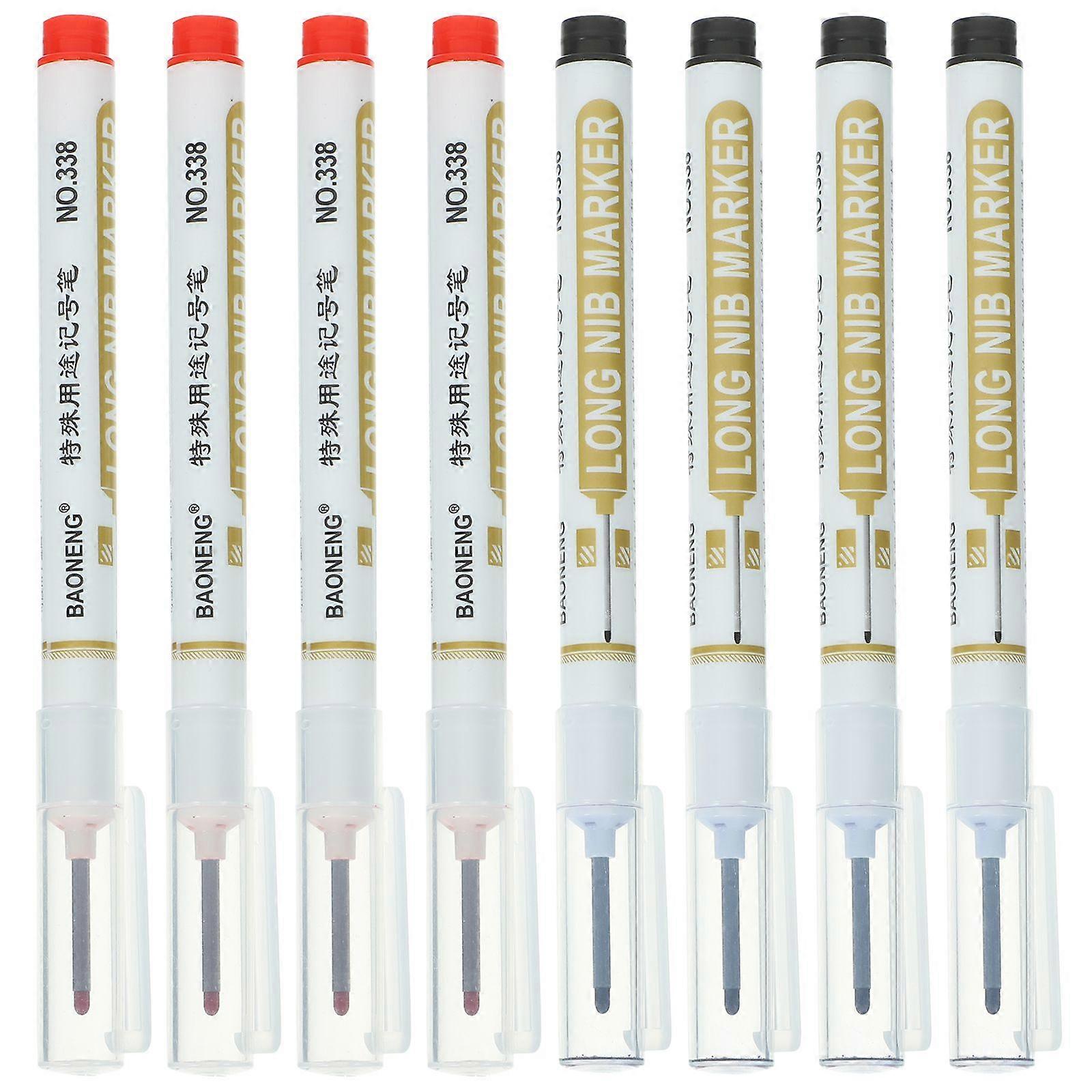 8pcs Convenient Long Nib Marker Marking Pen Deep Hole Pens Carpenter Pen