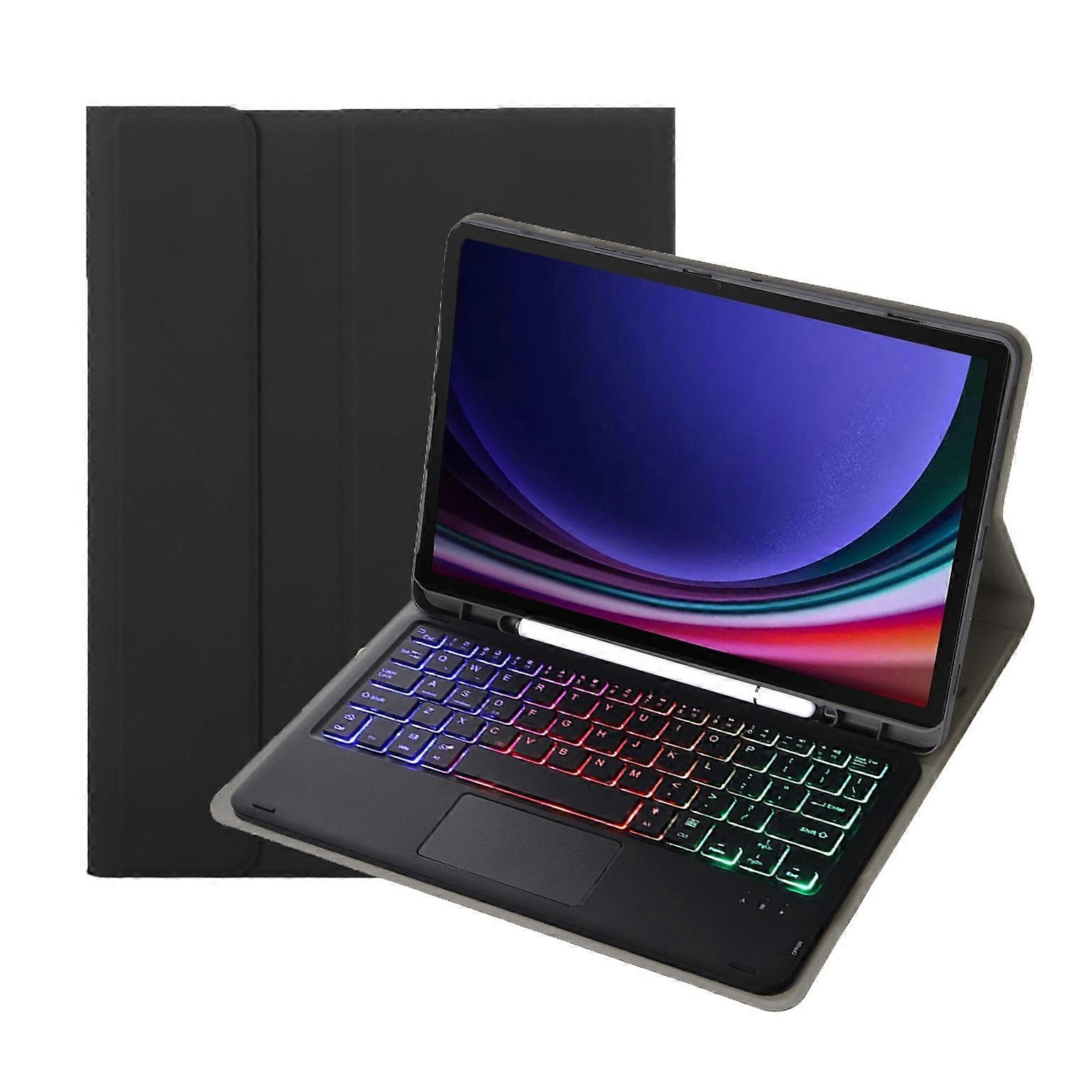 Candy Color Touch Backlight Bluetooth Keyboard Leather Tablet Case with Pen Holder