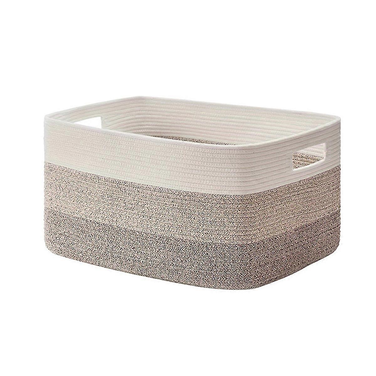 Extra Large Woven Storage Basket,Cotton Rope Basket- Gradient Brown