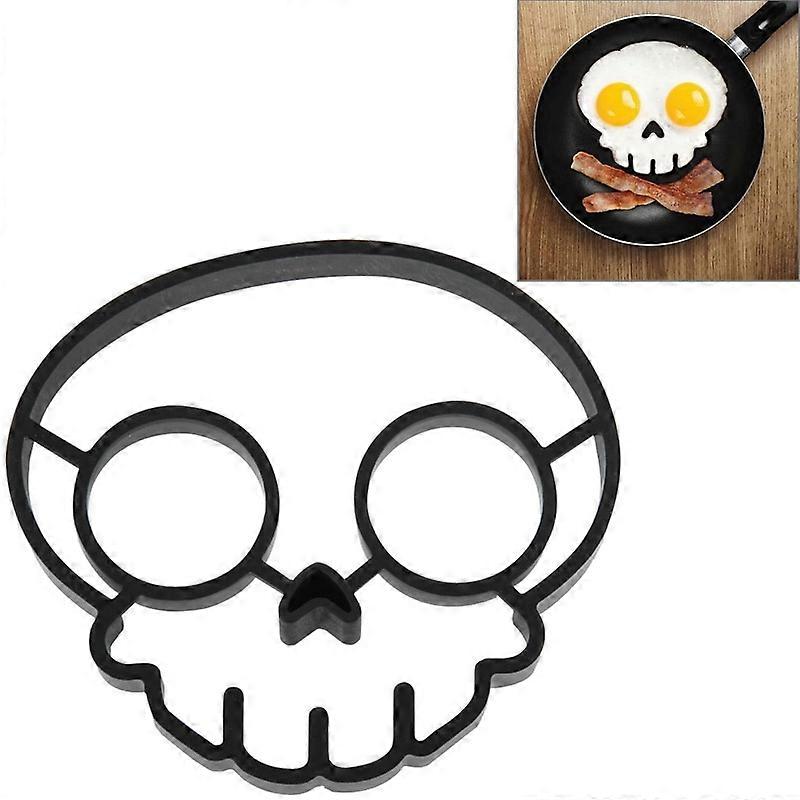 Skull Shape Silicone Egg Frying Ring Mold Fried Egg Mould(Black)