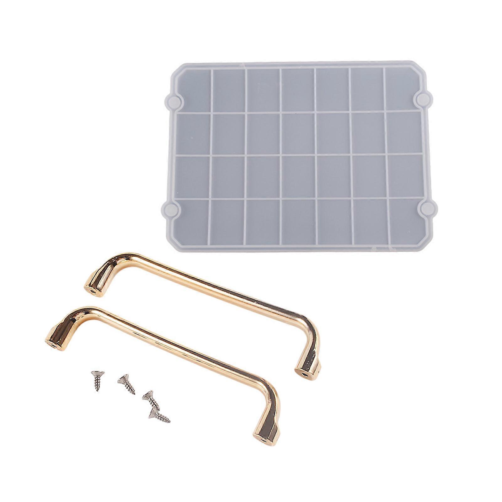 Silicone Resin Tray Mold for Making DIY Crystal Large Rectangular Tray Mold for Creating Crystal Tray Gold Handles