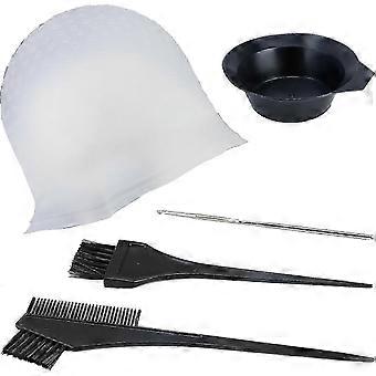 5 Pcs Silicone Highlighting Cap Kit Punched Hole Highlight Cap with Hook Needles Salon Hair Dye Comb Hair Dye Brushes Tipping Cap