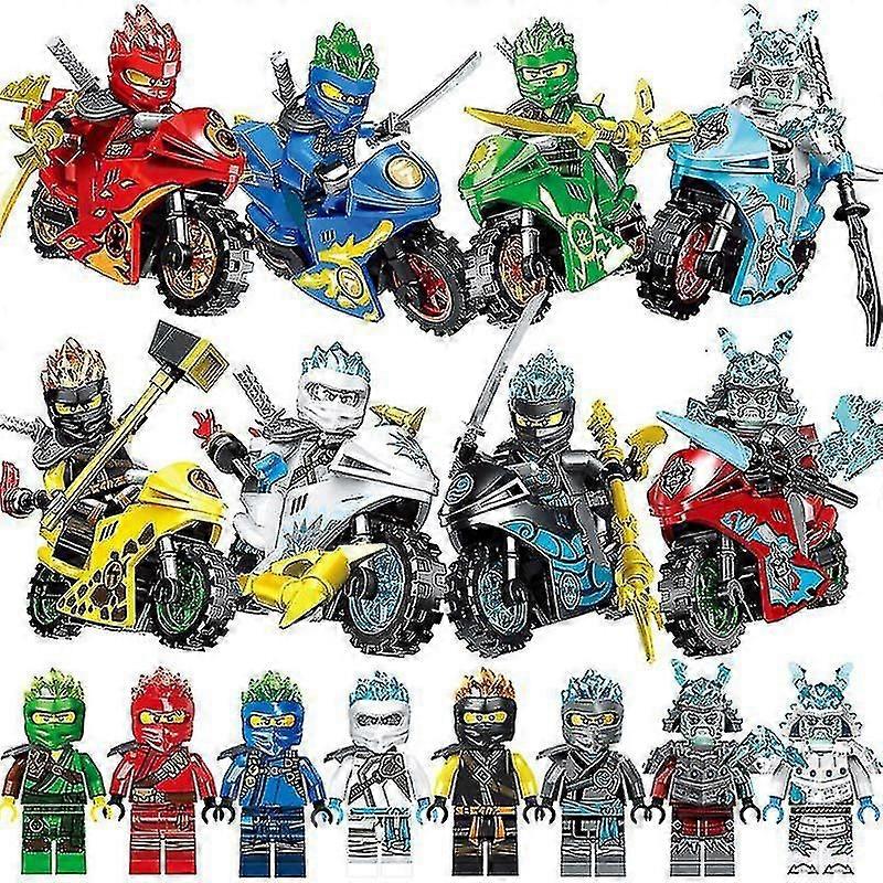 5cm 8pcs Motorcycle Ninja Building Blocks Set Mini Action Figures Desktop Decor