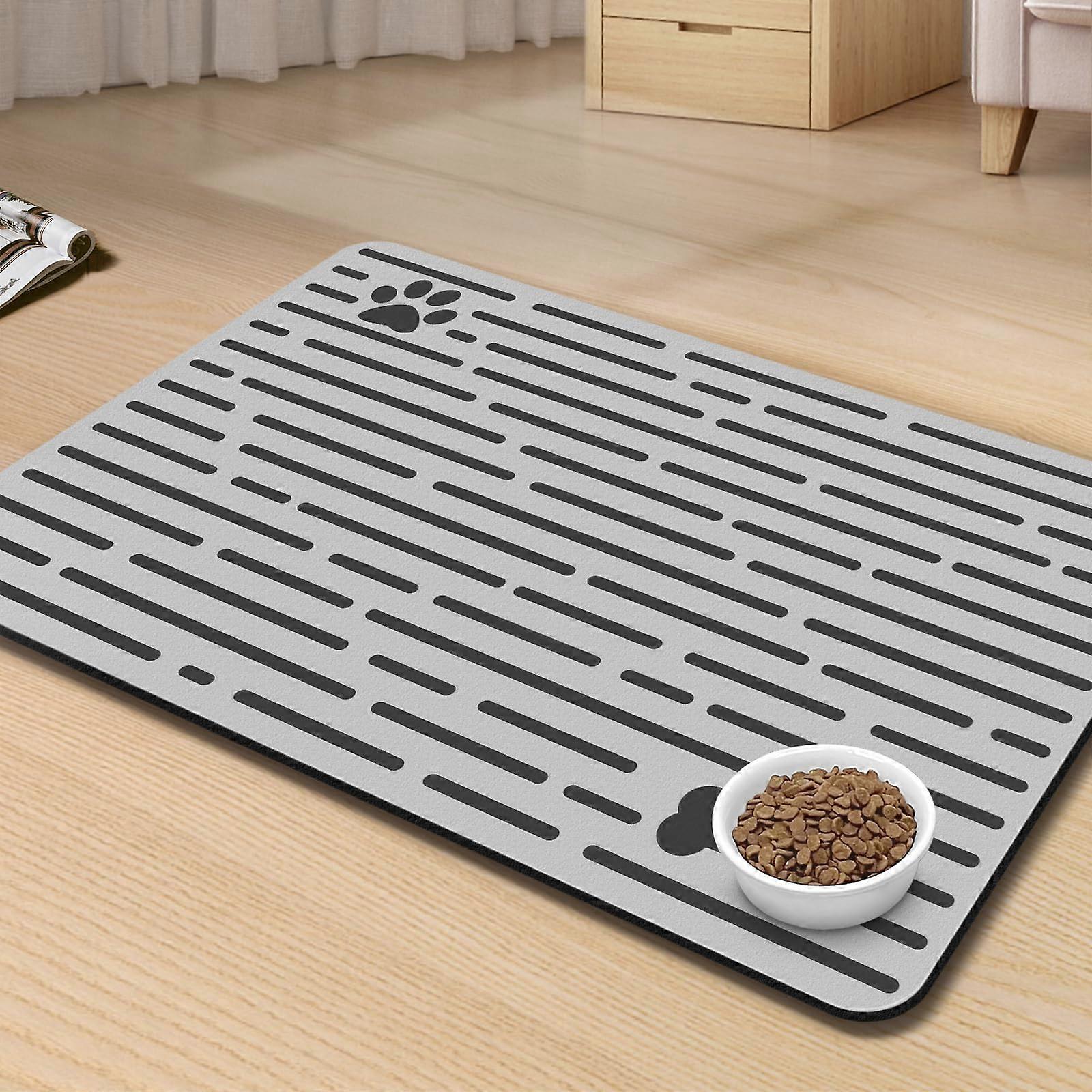 Water Spill Absorbent Quick Drying Dog Mat Food Prevents Overflow Pet Feeding 19x12 Inches