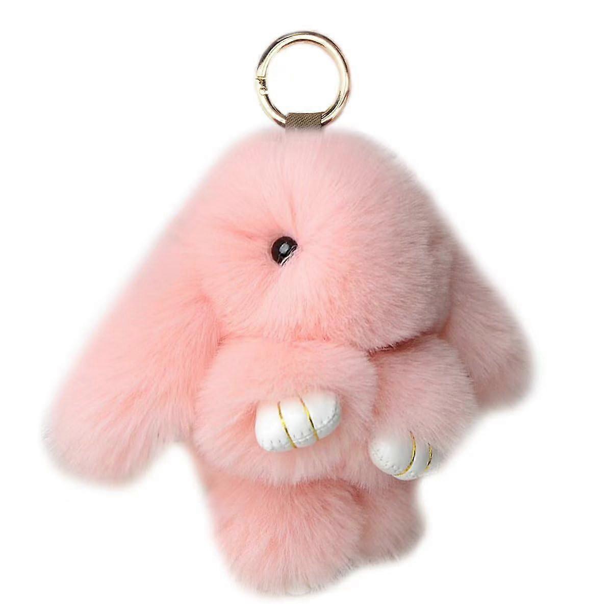 Soft Lovely Rabbit Artificial Rabbit Fur Plush Furry Pompom Keychain for Women Faux Fur Keychain Bag Charm For Handbags