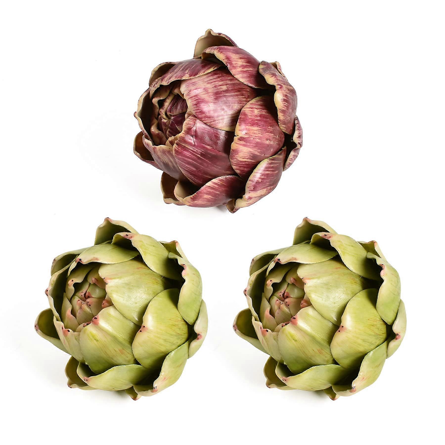 3 Sets Artificial Simulation Fake Artichoke for Home Kitchen Decor Large Size