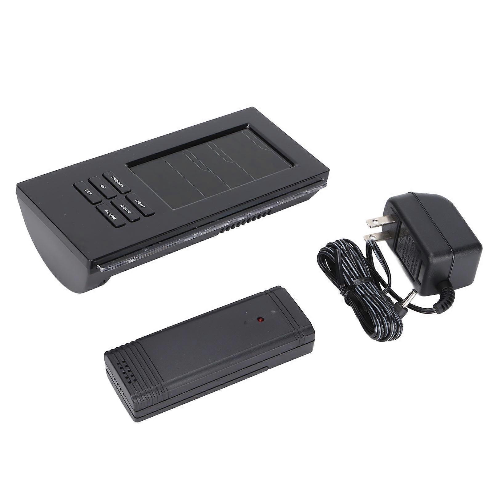 Wireless Weather Station Digital Hygrometer Thermometer with LED Display for Home Office US Plug 120VBlack