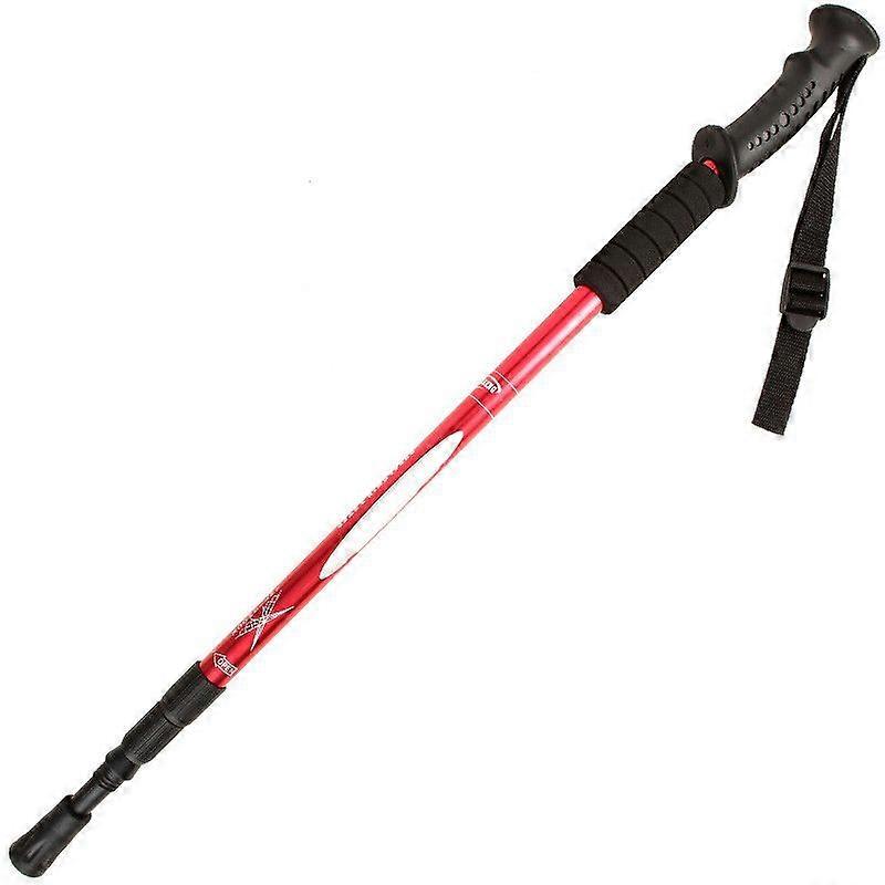 Trekking Pole Ultra Light Telescopic Walking Stick Sections Stick Aluminum Alloy for Trekking Conditioning (Red)