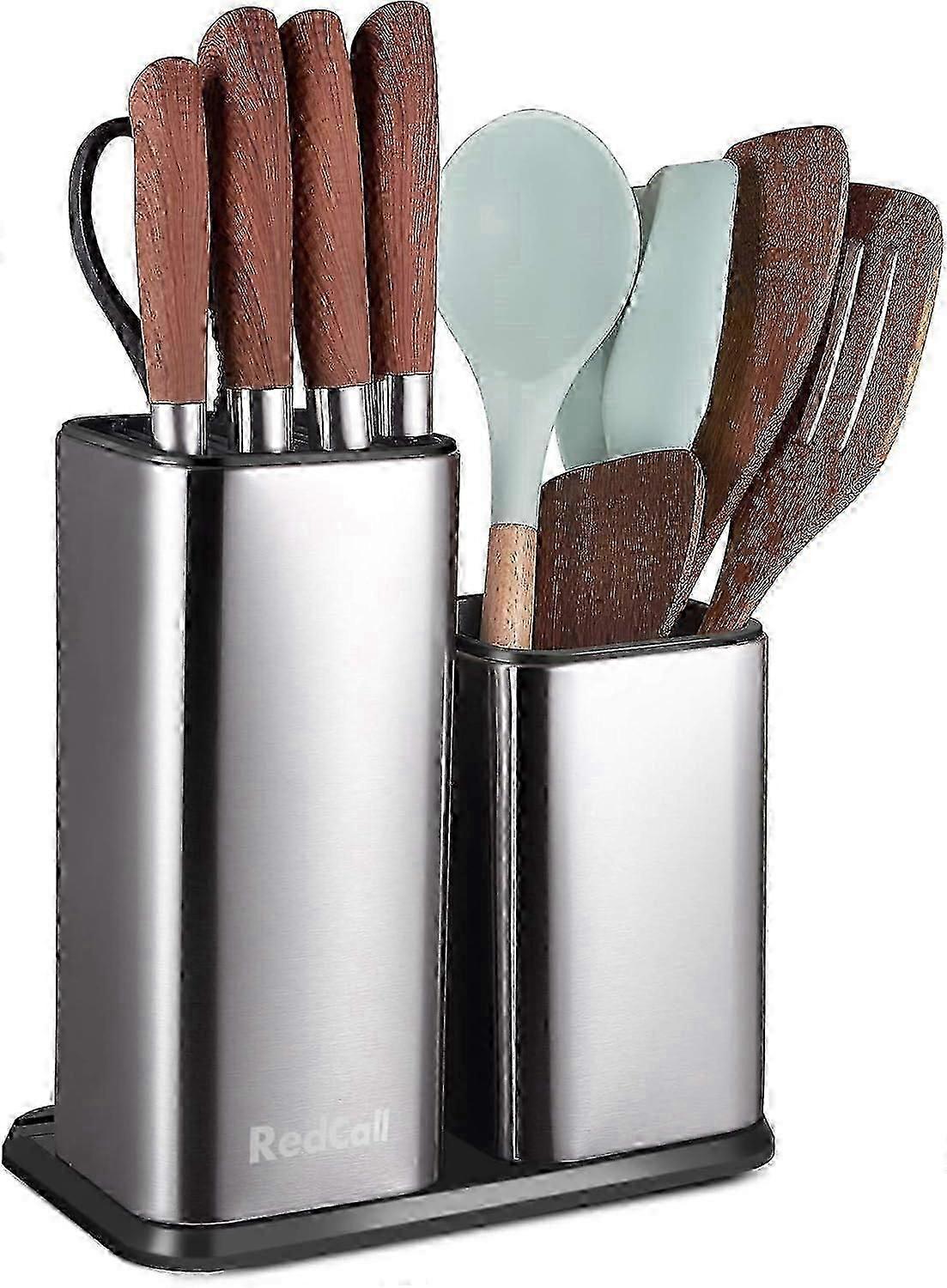 Stainless Steel Universal Knife Holder Block for Countertop (Silver)