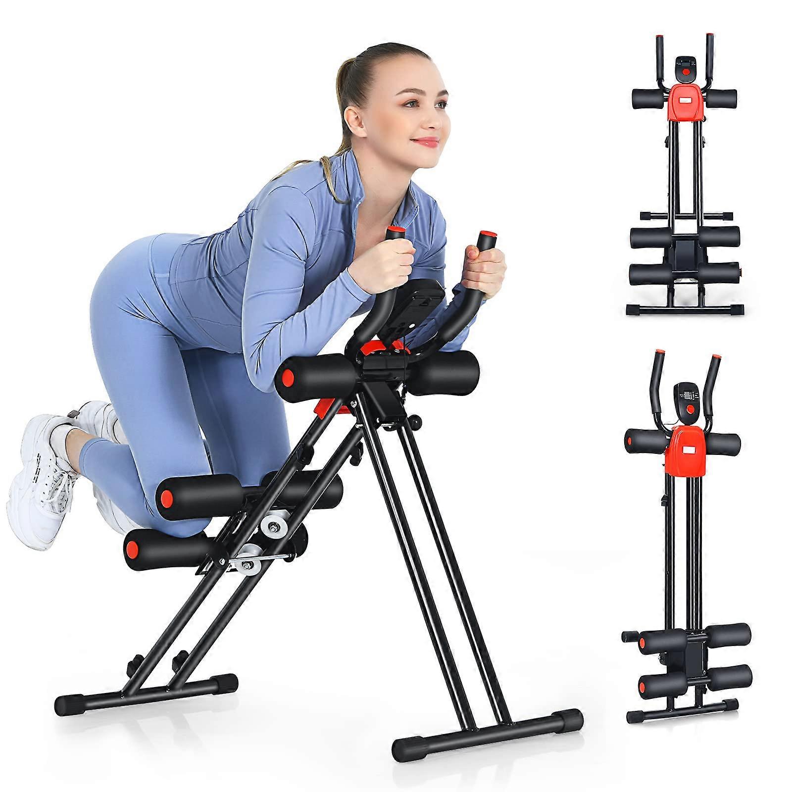 Foldable Core Abdominal Trainer, AB Workout Machine with 3 Adjustable Levels, LCD Display