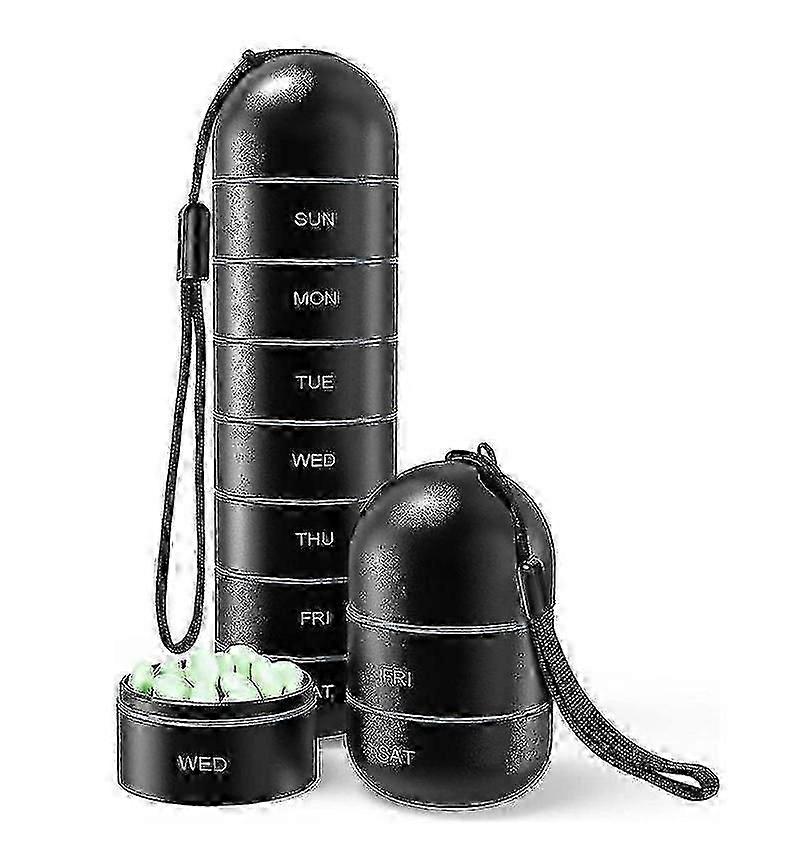 금속 방습 주간 알약 조직자, 쌓을 수 있는 알루미늄 합금 여행 7 일 1 pc
