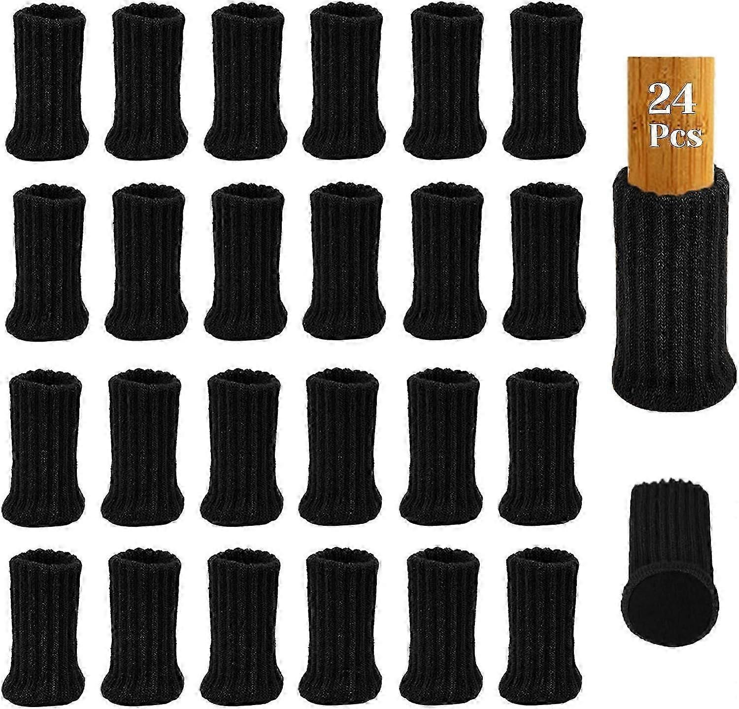 24Pcs Chair Leg Socks with Felt Pads, High Elastic Knitted Furniture Booties with Double Layered, Non-Slip Thick Floor Protectors Covers Pads Caps Set