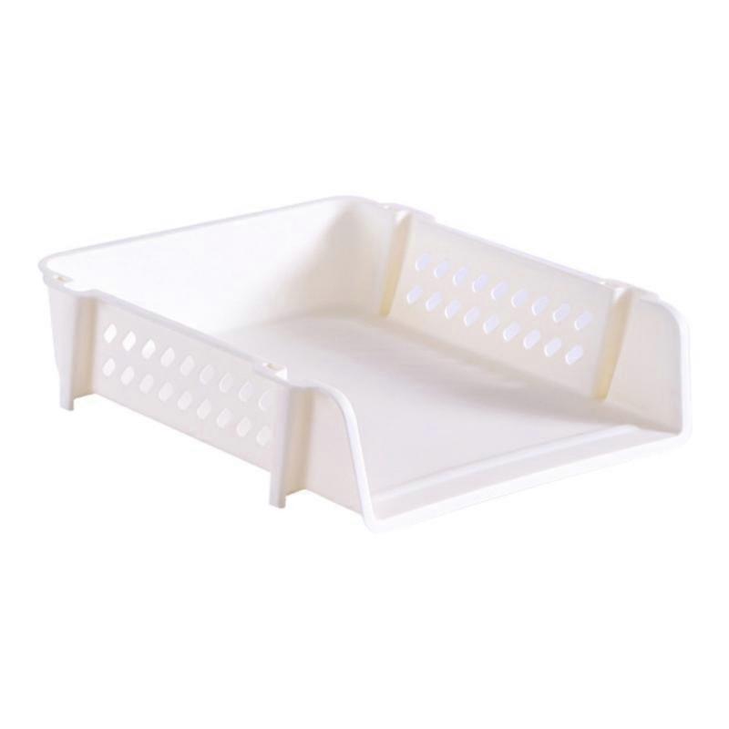 1pc File Box Desktop A4 Document Organizer Stackable Laminated Plastic Papers Rack Storage Tray for Home Office