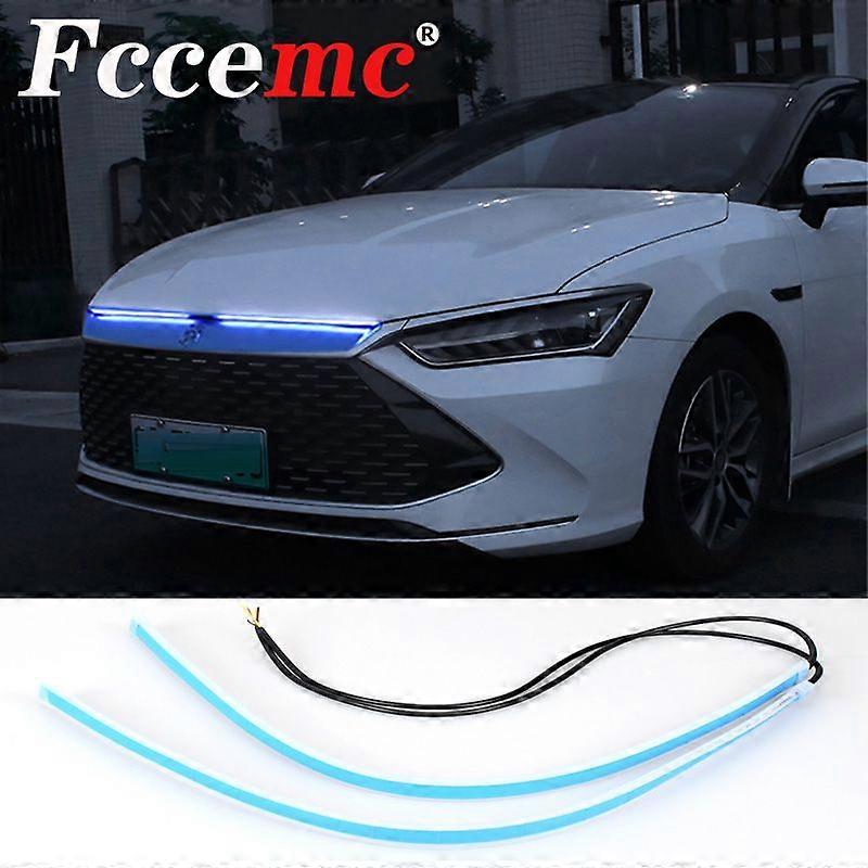 2Pcs Car Driving Start Scanning Atmosphere Light Daytime Running Lamp Bar 12V Modified Streamer Gridnet Light With Turn Signal