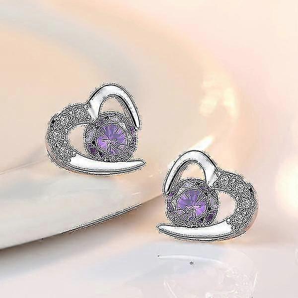 New Exquisite Zircon Heart Earrings [purple]