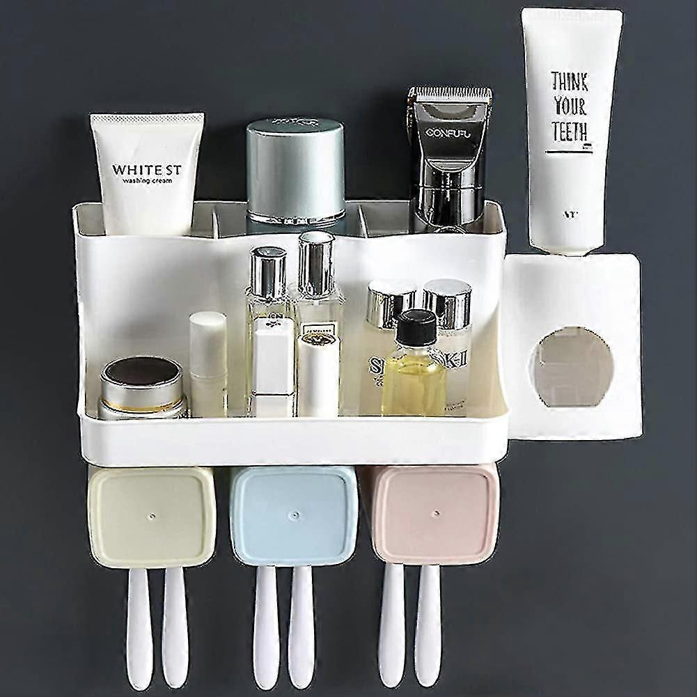 Toothpaste Dispenser Brush Holder, Wall Mounted Toothbrush Holder