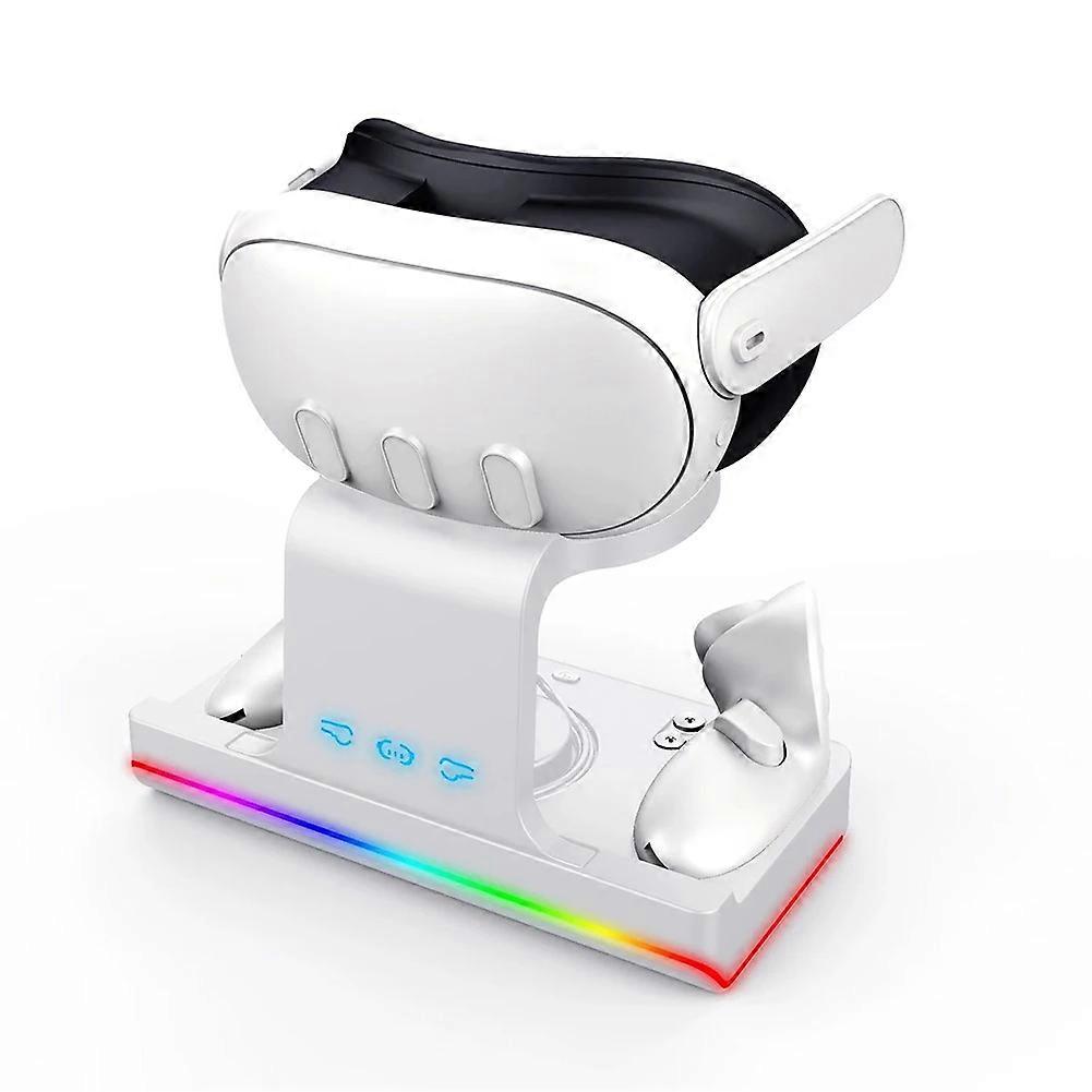For Meta Quest 3 Headset Charging Base with Dazzle Lights VR Grip Charging Stand