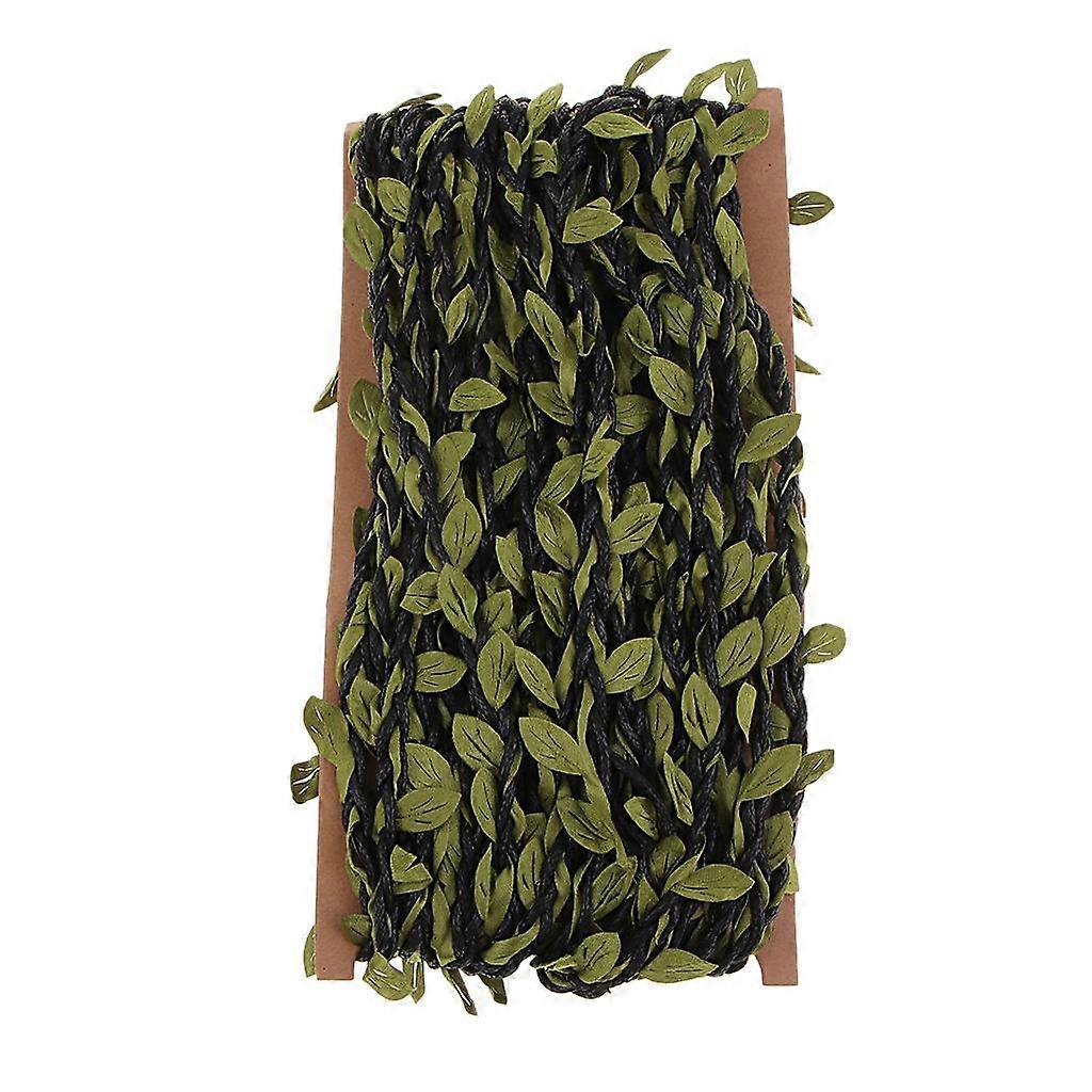 11yds Rustic Vine Braided Rope with Artificial Green Leaves, Decorative String
