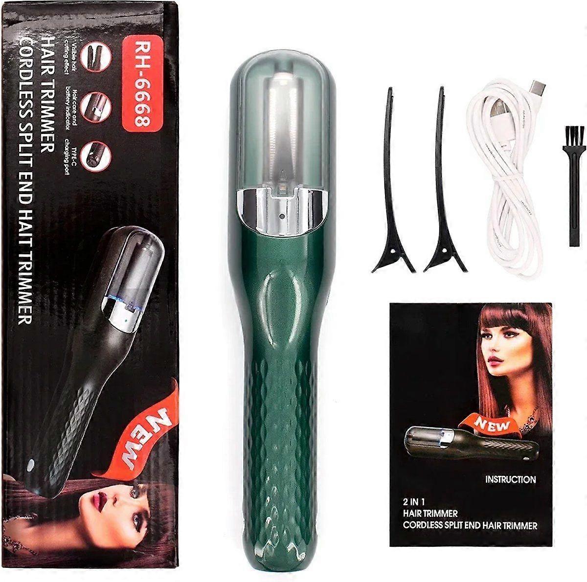 Split Ender for Split Ends- Split Remover Cordless - Split End Trimmer - Dark Green