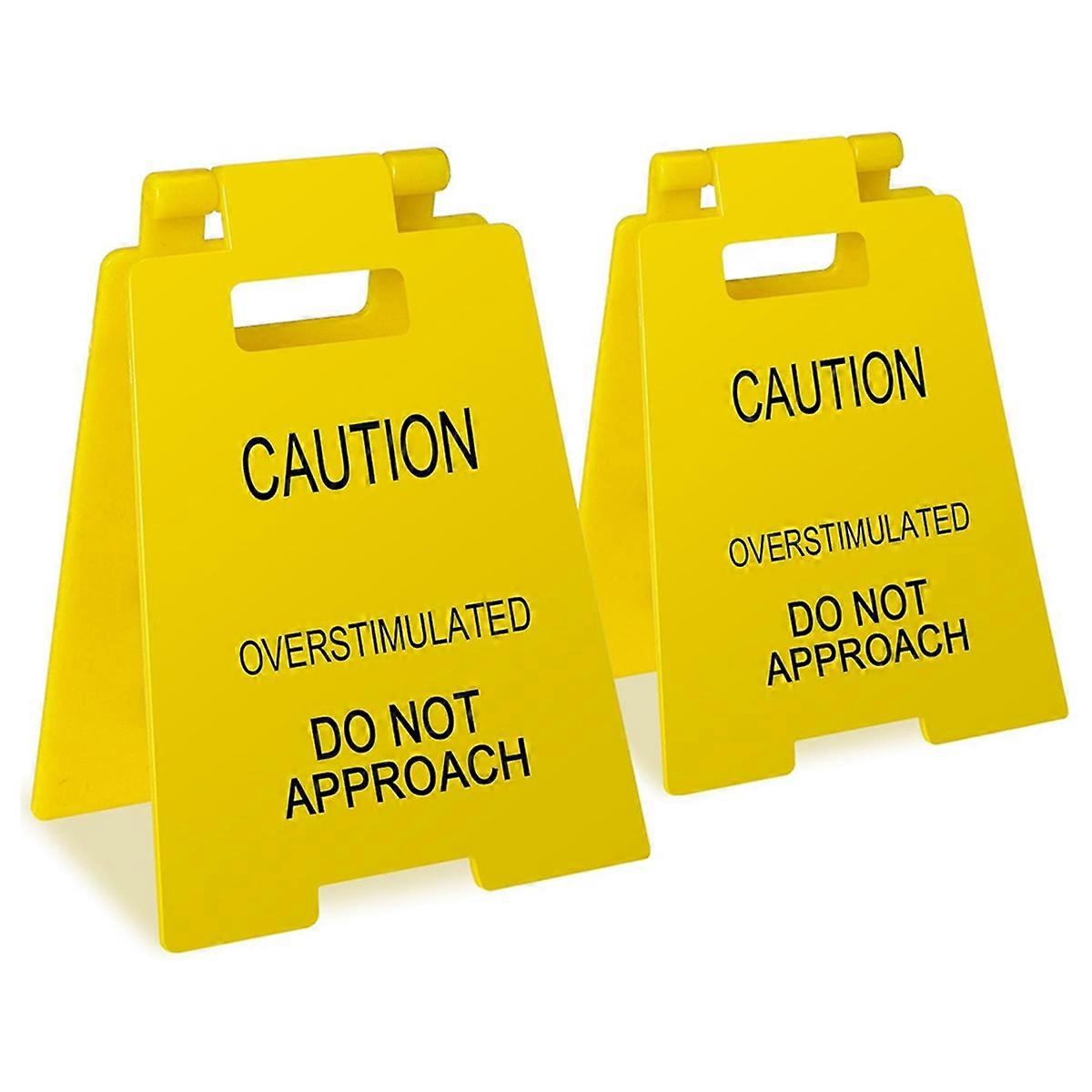 Funny Prank Gift Mini Caution Overstimulated Desk Sign for Coworkers
