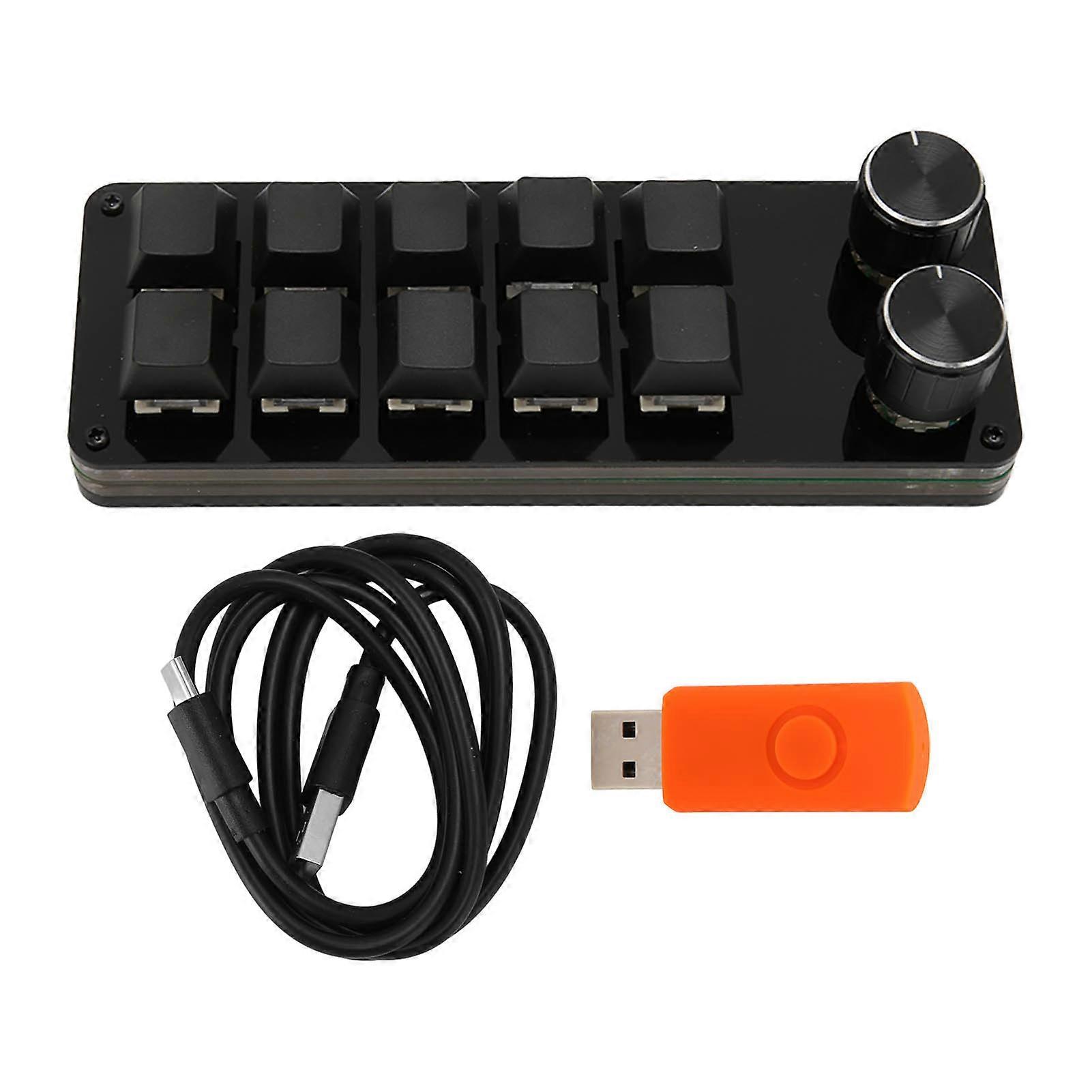 Programmable 10 Keys 2 Knobs Blue Switch Mechanical Hot Swappable Mini Keypad for Gaming Office Media