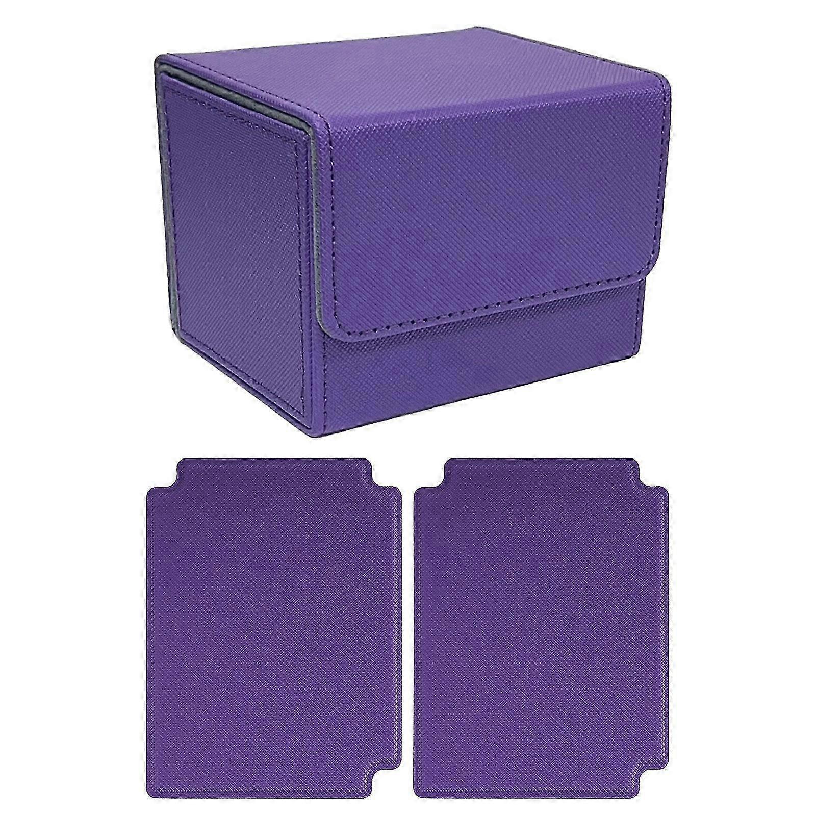 Trading Card Deck Box Cards Case Sturdy Game Cards Protector with 2 Dividers-color: Violet