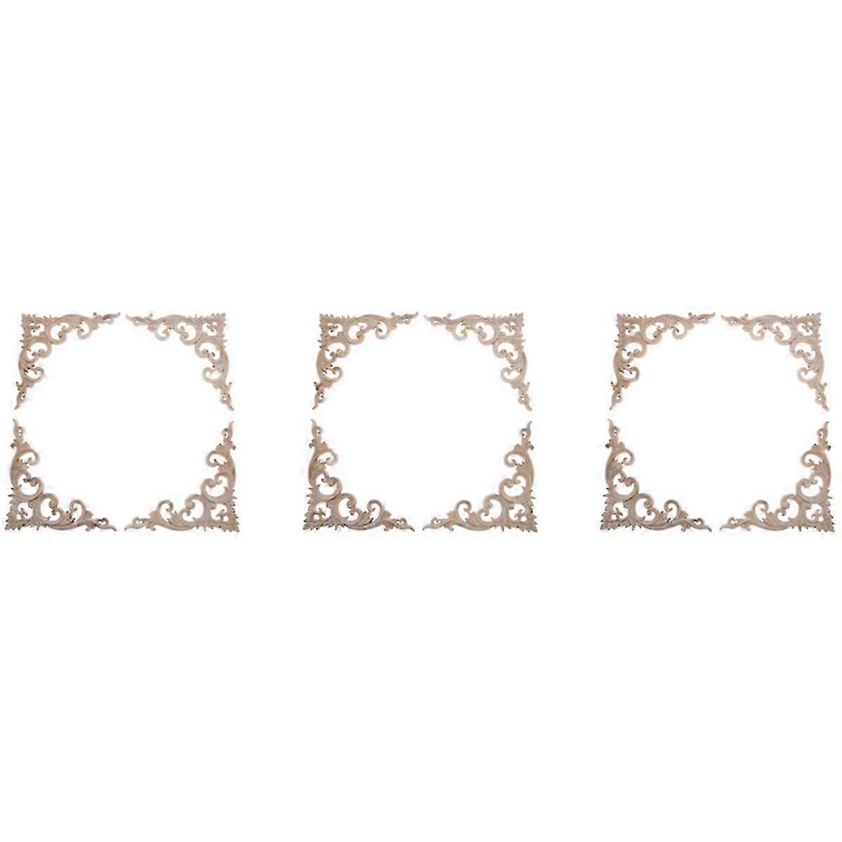 12Pcs/Set Wood Carved Corner Onlay Applique Unpainted Frame Cupboard Cabinet Decal for Decoration 1
