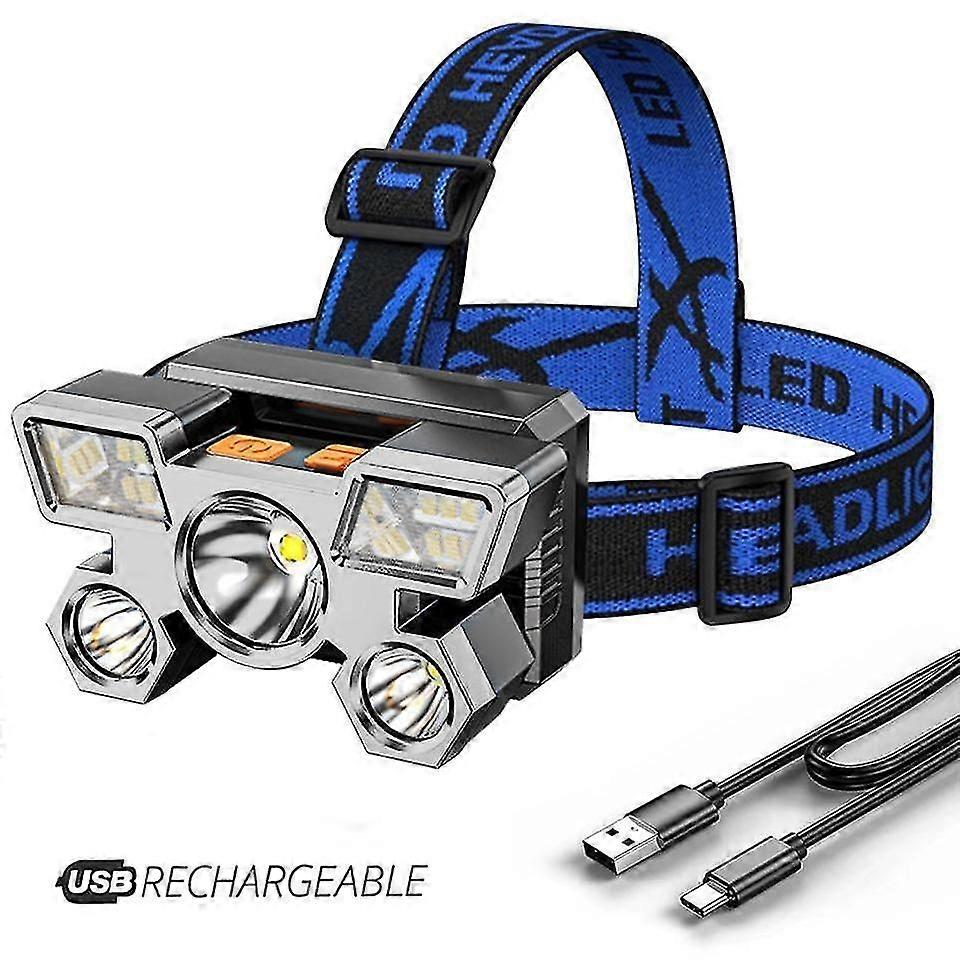 Rechargeable Headlight LED Headlight - 4 Focus Mode Lights 90 Adjustable Direction
